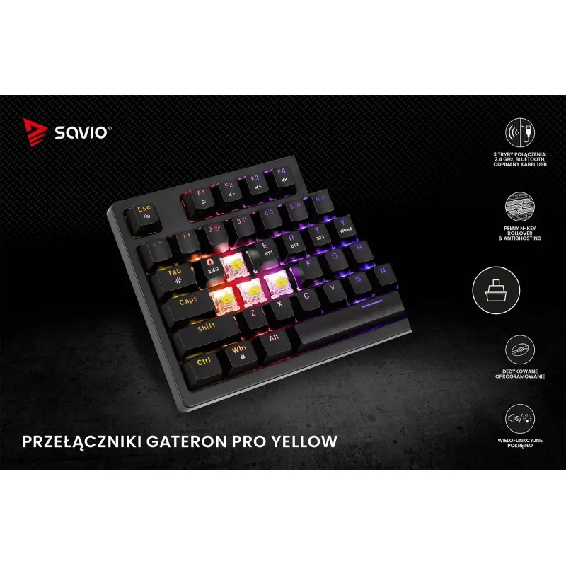 Savio Phenix SAVGK-RED Keyboard Gaming USB RF Wireless Bluetooth QWERTY