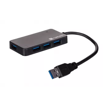 USB hub NATEC Moth 4-port USB 3.2 Gen 1 Type-A (5000 Mbit/s), USB-powered, black, 0.15 m cable