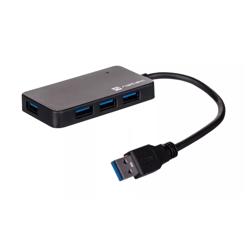 USB hub NATEC Moth 4-port USB 3.2 Gen 1 Type-A (5000 Mbit/s), USB-powered, black, 0.15 m cable