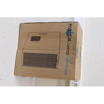 Fractal Design Core 1000 USB 3.0 Black Micro ATX case — damaged packaging, power supply not included
