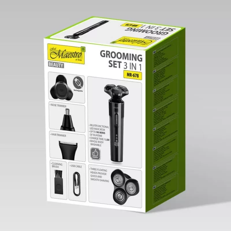 Shaving kit Maestro MR-678 3-in-1 USB 90 min rechargeable trimmer shaver groomer