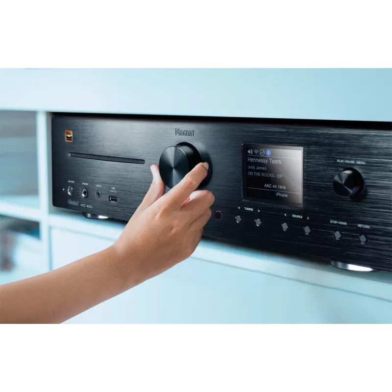 Stereo receiver Magnat MC 400 — 2.0 channels, 40 W per channel, CD player, Wi‑Fi, Bluetooth, DAB/FM, Ethernet (black)