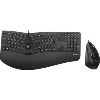 Perixx PERIDUO-505B, DE, Keyboard- and Mouse Set, USB Cable, Ergonomic, black (PERIDUO-505B)