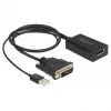 Delock - Adapter Cable - DVI-D, USB (power only) (M) to DisplayPort (W) - DisplayPort 1,2 - 50cm - Support of 4K 30 Hz - Black (63189)