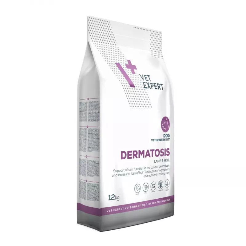 Dry dog food VETEXPERT Dermatosis Lamb & Krill 12 kg — veterinary diet for skin conditions, protein 24%, fat 17%