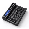 Battery charger XTAR MC6C multi-slot smart charger for cylindrical Li‑ion cells, 6‑bay, supports 18650/21700/AA, 5V input, black