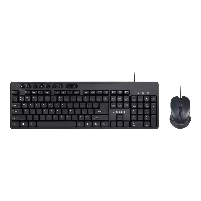 Wired full-size keyboard Gembird KBS-UM-04 USB QWERTY US English with mouse, black, 1.5 m cable