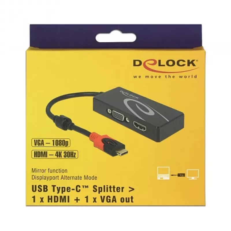 USB graphics adapter DeLOCK 87730 3840 x 2160 pixels Black