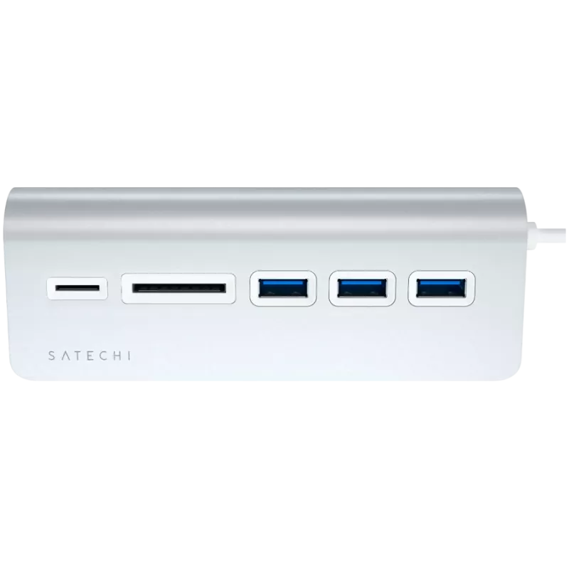 Satechi Type-C Aluminium USB Hub & Card Reader, Silver, ST-TCHCRS