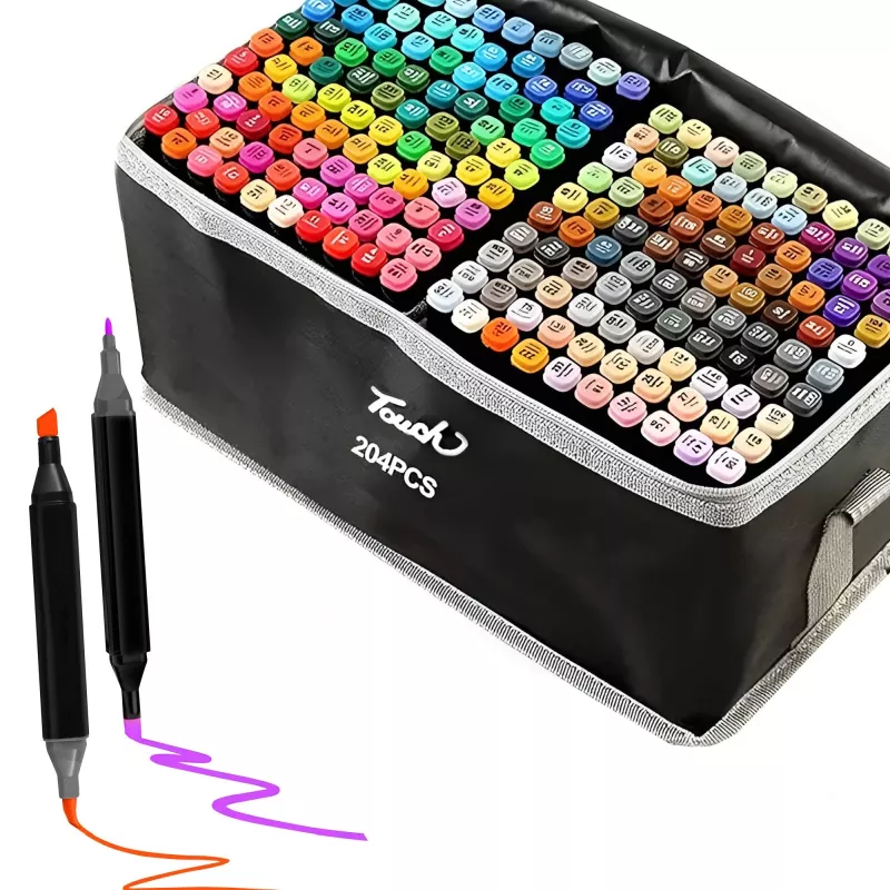 Marker set Extralink MARKERY 204 pieces — alcohol-based markers set, assorted colors, 204 pcs