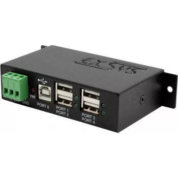 USB hub Exsys EX-1163HMS — 4-port with 15 kV ESD protection, DIN-rail kit