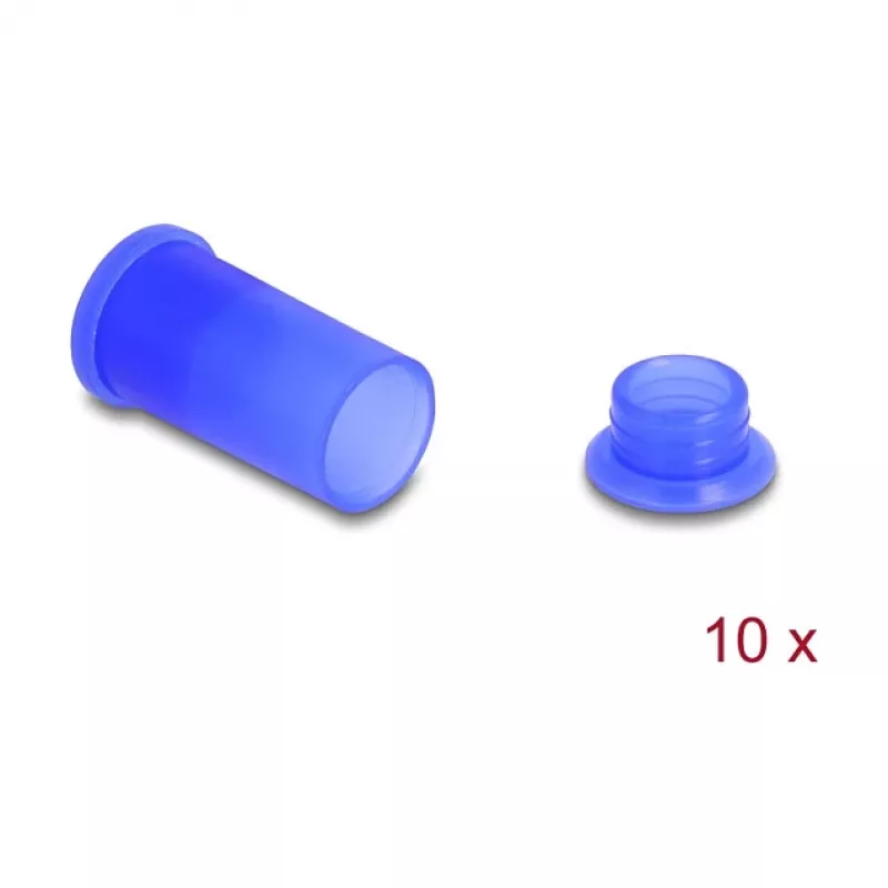 Port dust cover DELOCK 60672 for DL4 ports, silicone, blue, 14×27×14 mm, pack of 10