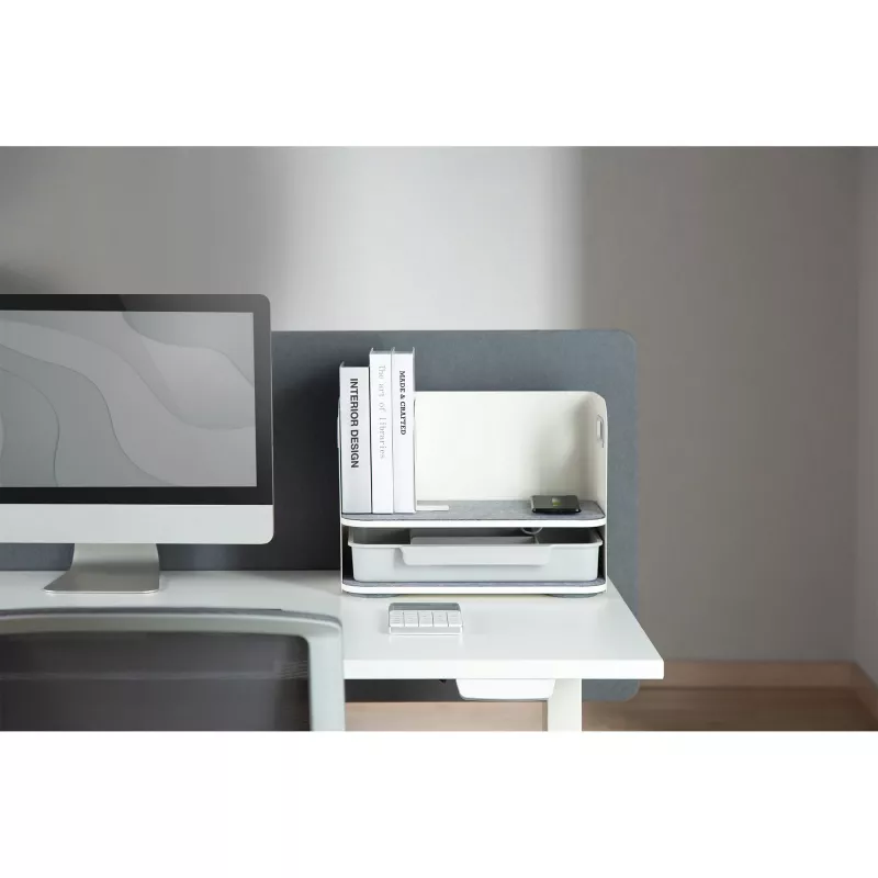 Digitus Desktop Organizer with Qi Charger Steel Grey White 1 Drawer