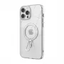 Protective case GUAN for iPhone 16 with 10H tempered glass, integrated kickstand, white