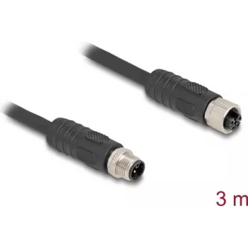 DeLOCK sensor/actuator cable 3 m RST M12 Black 80521