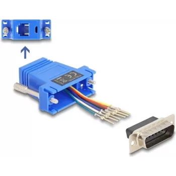 D-Sub 15 pin male to RJ12 female assembly kit, DELOCK, blue