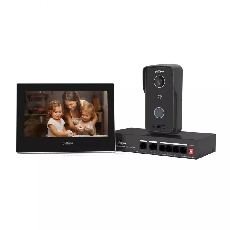 Video door entry kit DAHUA KTP03 7-inch monitor, 2-wire connection, PoE, 1024x600, 2MP camera