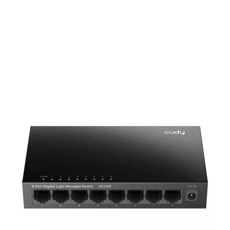 Managed switch Cudy GS108E 8-port Gigabit Ethernet, 8x 10/100/1000 Mbps, metal case, 16 Gbps switching, IGMP & DHCP snooping