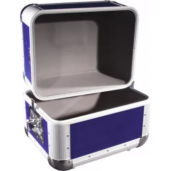 Roadinger Platten-Case 3011003B aluminum dark blue rounded – vinyl record or media case
