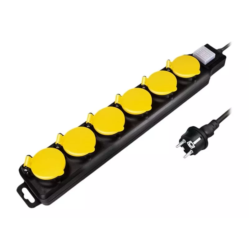 Power Extension LogiLink LPS256 1.5m 6 AC Outlets Outdoor Black Yellow
