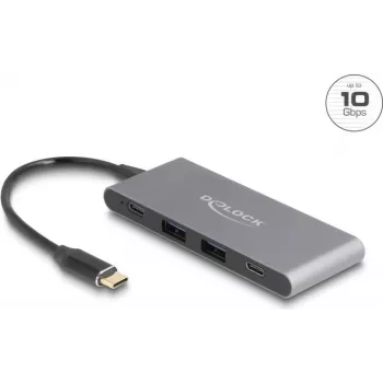 DeLOCK 4 Port USB Type-C Hub 2 x USB Type-A 2 x USB Type-C 10 Gbps