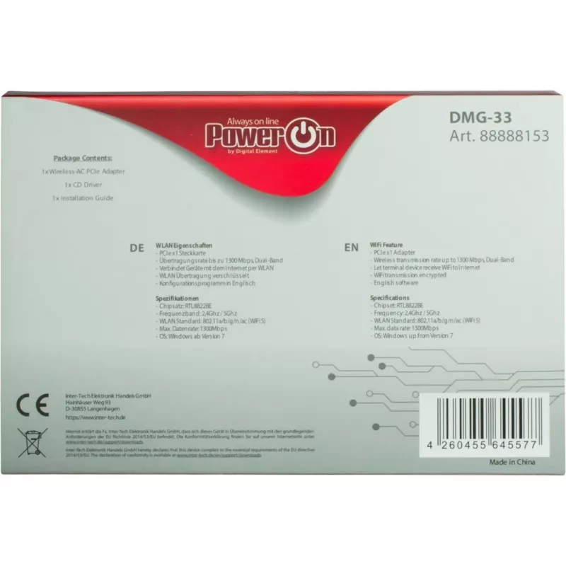 Internal WLAN Card Inter-Tech DMG-33 1300 Mbit/s