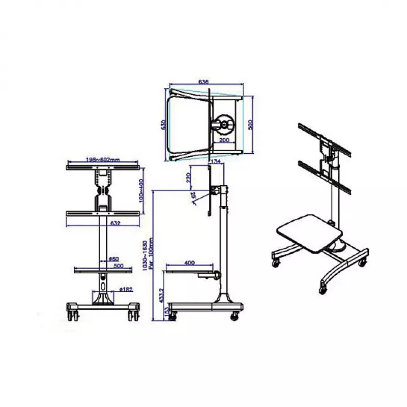 VALUE LCD-/TV-Rollstnder, 27-47 inch, to 35 kg, black