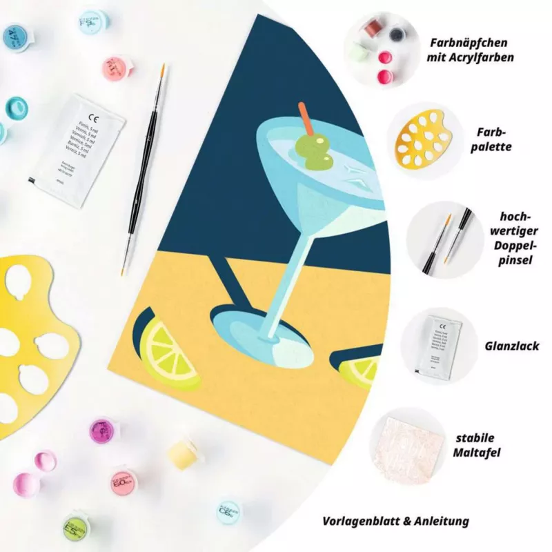 Painting kit Ravensburger CreArt Mocktail Lemon – paint-by-numbers set