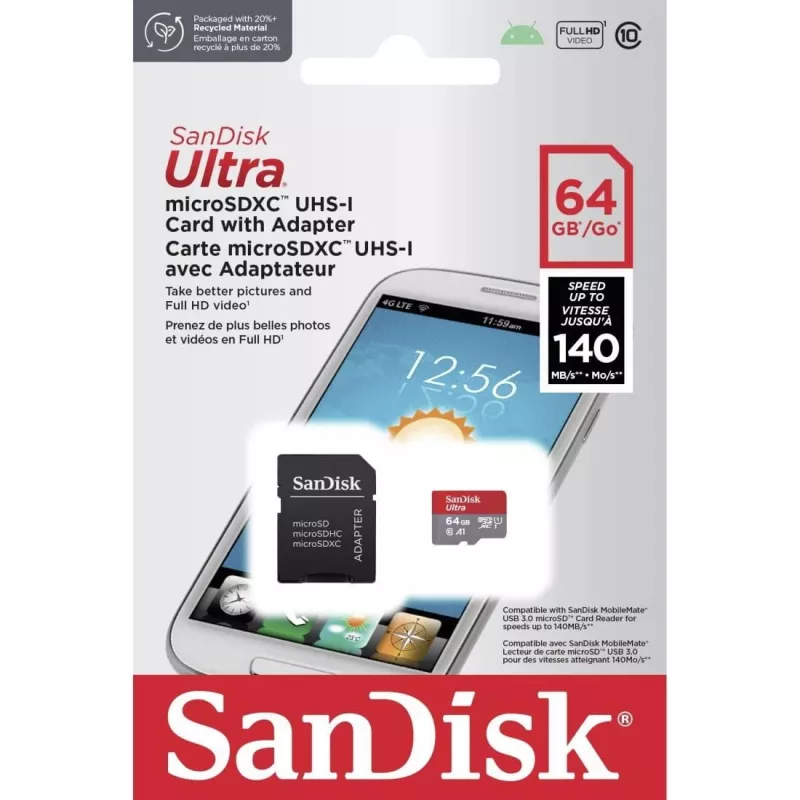 Flash memory card SANDISK SDSQUAB-064G-GN6TA 64GB
