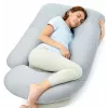 Momcozy PP102 U-shaped pregnancy pillow, light grey cooling fabric