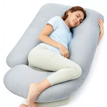 Momcozy PP102 U-shaped pregnancy pillow, light grey cooling fabric