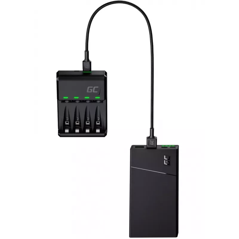 Battery charger Green Cell GC VitalCharger with 4× AA 2000mAh NiMH batteries