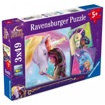 Jigsaw Puzzle Ravensburger Unicorn Academy — 3 x 49 pieces, set for children