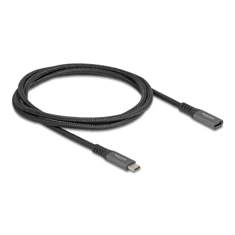 DeLOCK USB Extension Cable USB Type-C male to female 10 Gbps 1 m grey metal