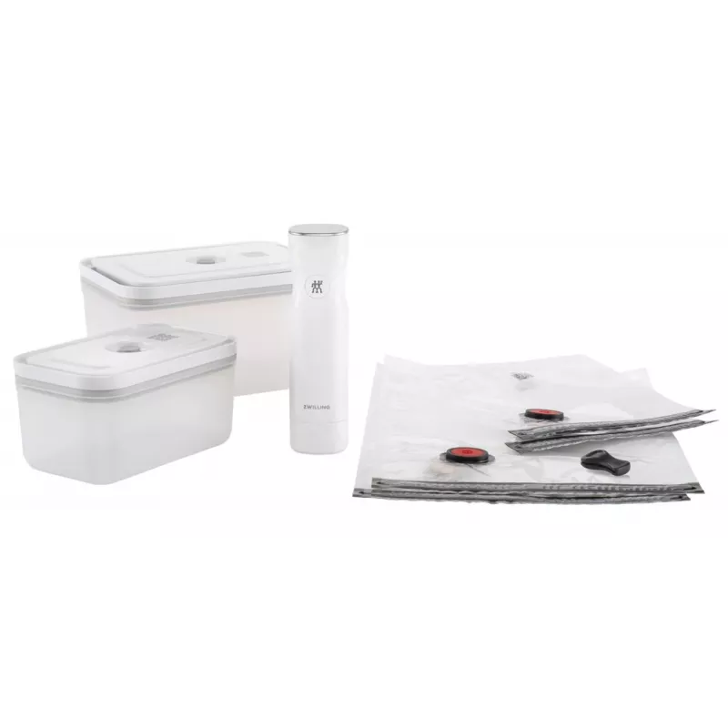 Vacuum sealer box ZWILLING 36807-007-0, plastic rectangular food container, 1.1 l & 2.3 l, airtight lockable lid, detachable, translucent white