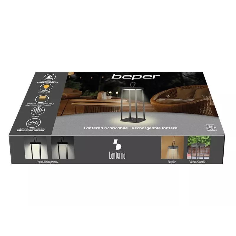 Rechargeable Lantern Beper P207ILI100 — Black, Portable LED Lighting