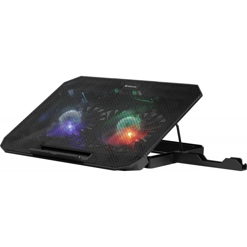 Notebook cooling pad DEFENDER NS-510 with 2 fans, 2×USB ports and RGB lighting