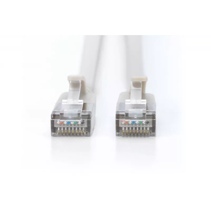 Slim patch cord DIGITUS CAT6A F-FTP, 7 m, grey, RJ-45–RJ-45, 10 Gbit/s