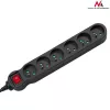 Power extension MACLEAN MCE225 — 1.5 m cable, 6 Type F AC outlets, indoor, black