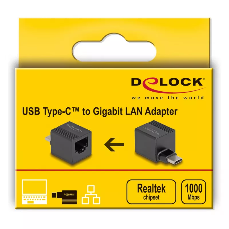 DeLOCK USB Type-C Adapter to Gigabit LAN mini Black