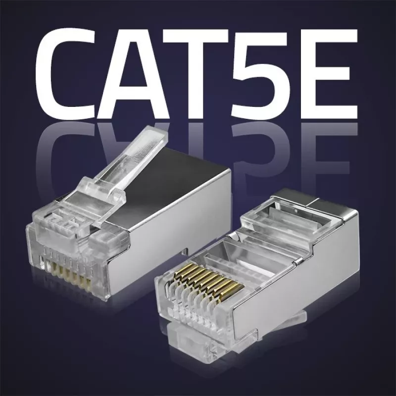 Modular RJ45 connector QOLTEC 54554 CAT5e FTP, 100 pcs, silver, plastic, 11×22×18 mm