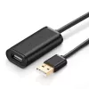 USB A extension cable with amplifier, UGREEN US121, 10 m, black, A plug to A socket