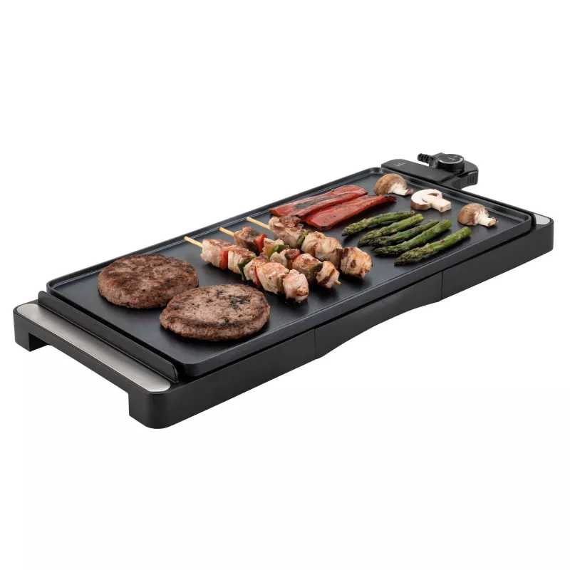 Contact grill Jata JEGR1245 — 2200 W, rotary control, rectangular 655×255 mm, black/silver
