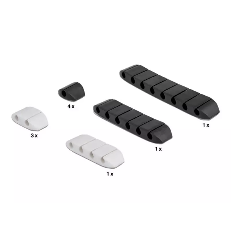 Cable holder DeLOCK trapezoid self-adhesive combo set 10 pieces black white
