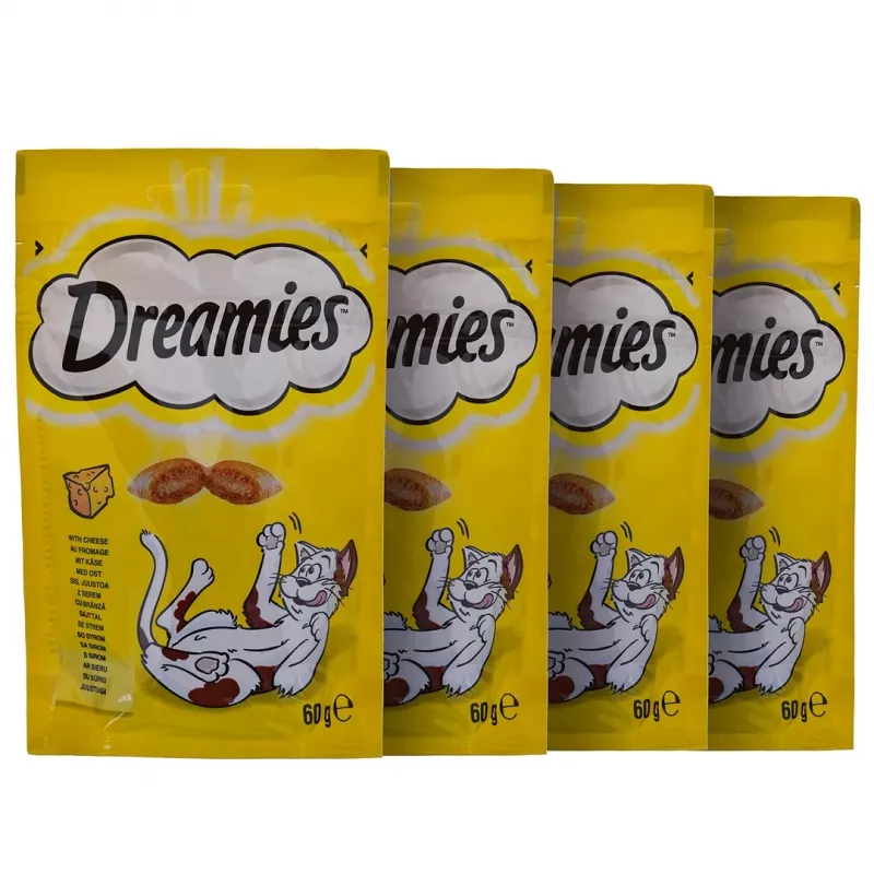 Cat treats Dreamies Cheese, Chicken, Salmon assortment 12×60 g — meaty solid snacks, Protein 31%, Fat 21%