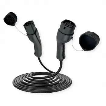 Electric vehicle charging cable ROLINE Type 2 — 5 m, 22 kW (3-phase), 32 A, 480 V, black