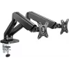 Goobay Desk Mount | Double Monitor Mount with Gas Spring | Swivel, Tilt, Rotation | 17-32 inch | Maximum weight (capacity) 9 kg | Black