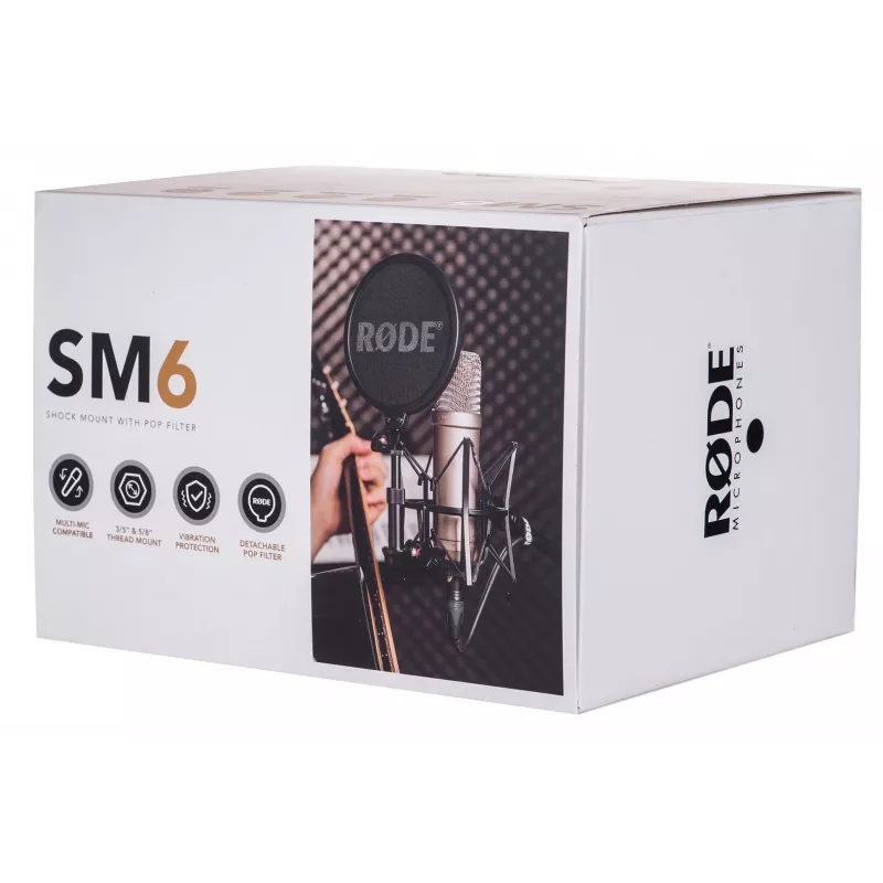 Microphone RØDE SM6 — black, weight 0.682 kg, dimensions 210×133×210 mm