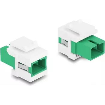 Keystone module DELOCK 87120 SC single‑port flat adapter, green/white, 16.5×27.4×21.9 mm