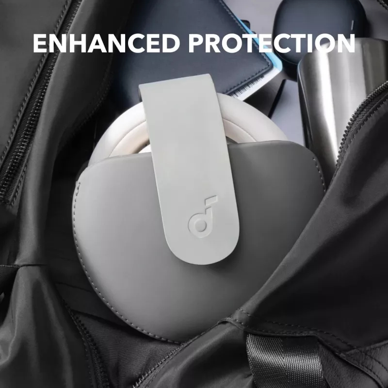 Headphones case Anker Soundcore Space One Pro with magnetic metal buttons, gray